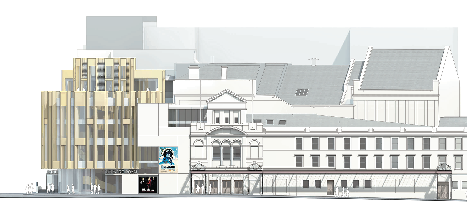 Architect's drawing of Theatre Royal Glasgow from Hope Street.